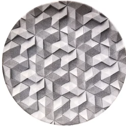 Assiette plate ronde motif origami gris et blanc|Gifi Sale