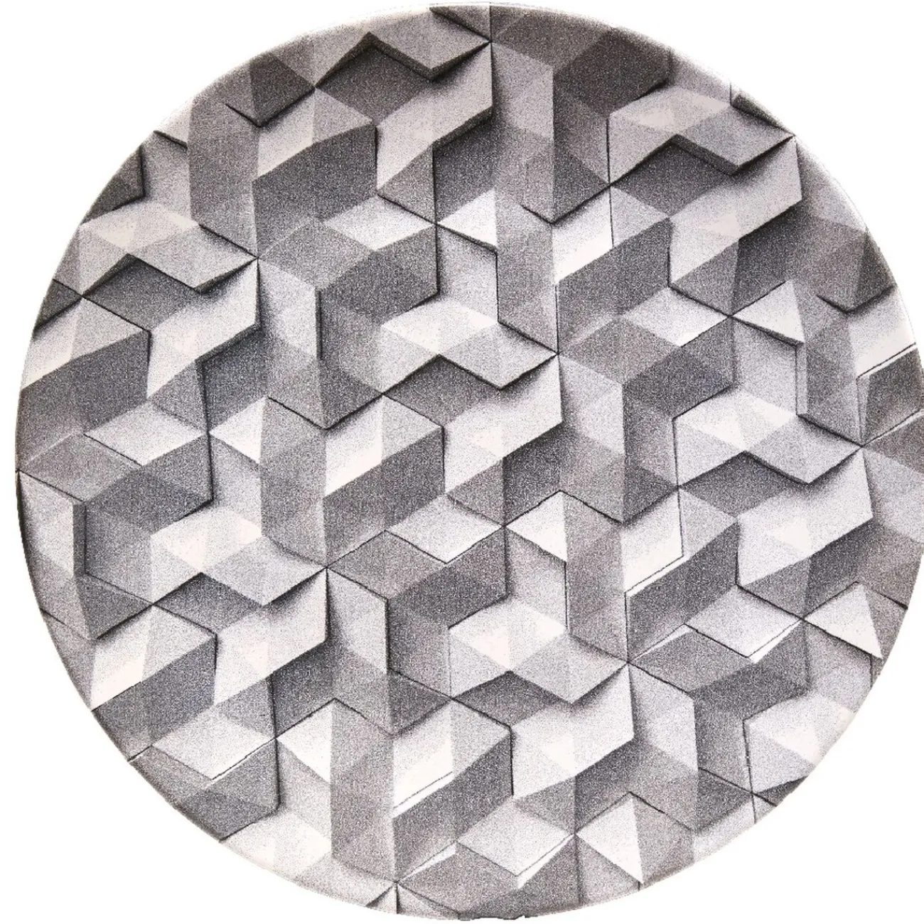 Assiette plate ronde motif origami gris et blanc|Gifi Sale