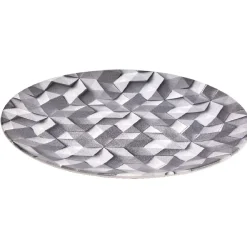 Assiette plate ronde motif origami gris et blanc|Gifi Sale