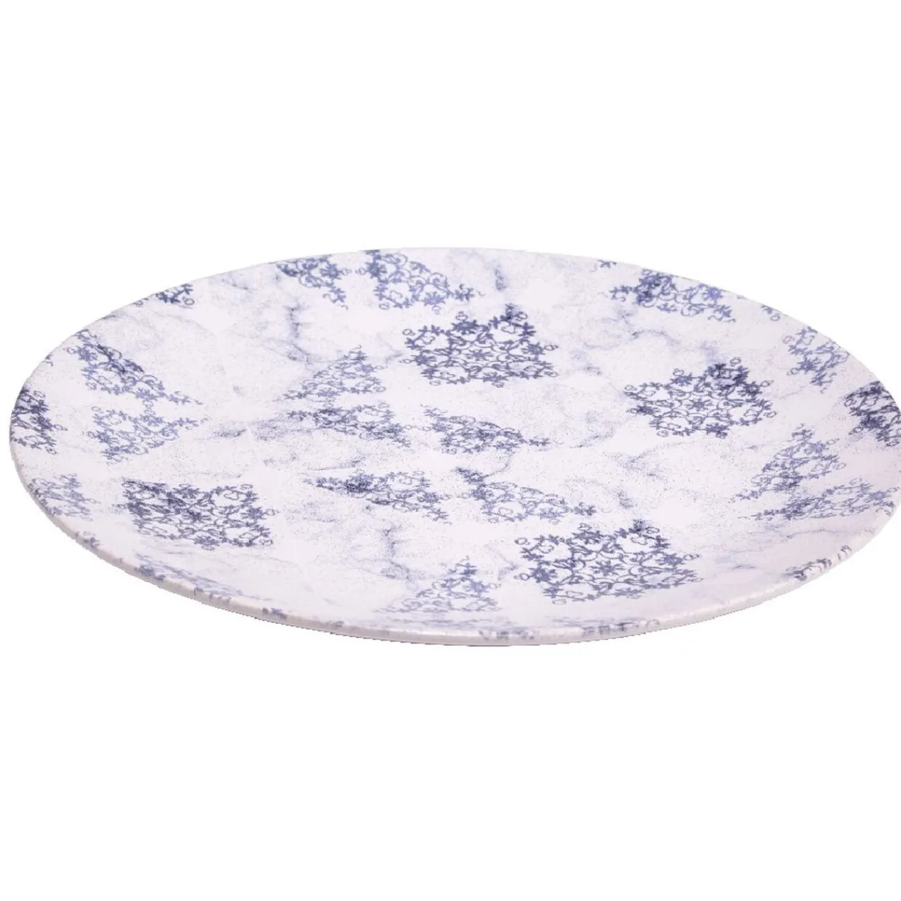 Assiette plate ronde motif carreau de ciment bleu et blanc|Gifi Sale