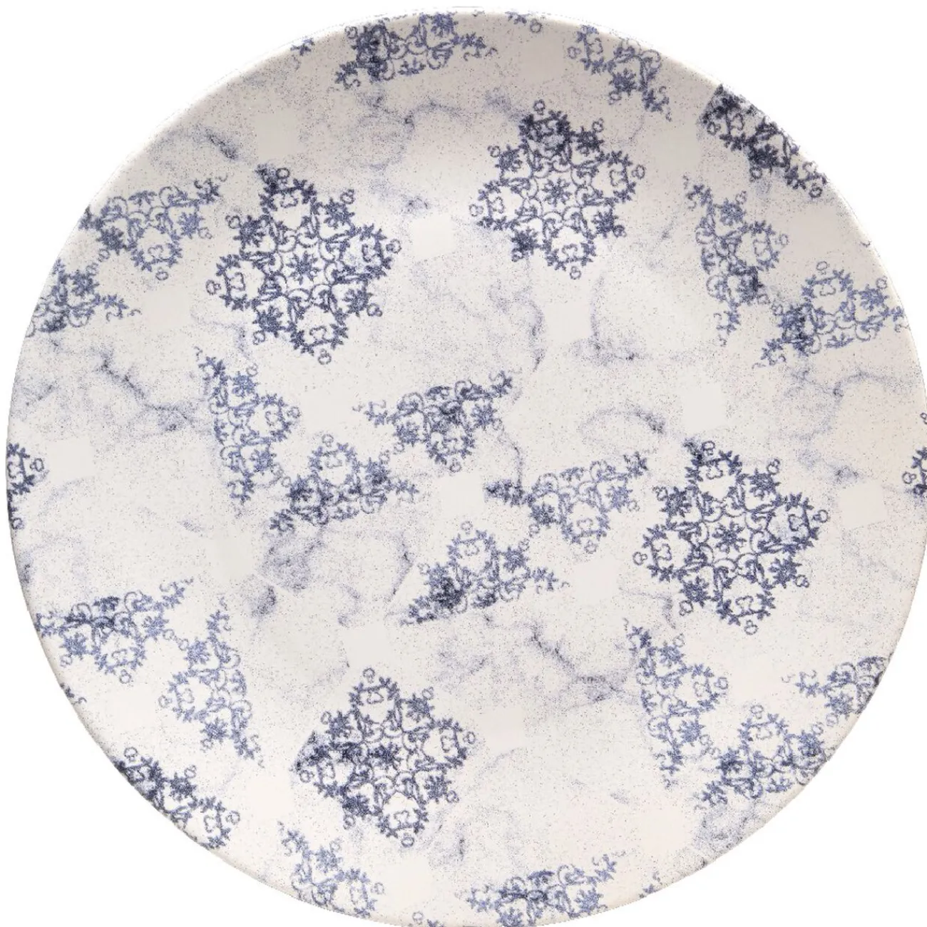 Assiette plate ronde motif carreau de ciment bleu et blanc|Gifi Sale