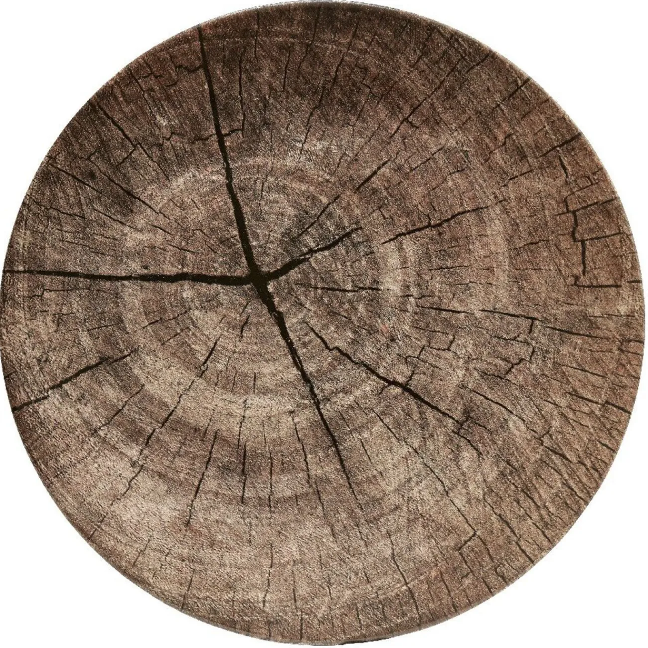 Assiette plate ronde motif rondin de bois marron|Gifi Hot
