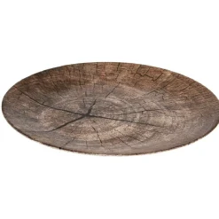 Assiette plate ronde motif rondin de bois marron|Gifi Hot