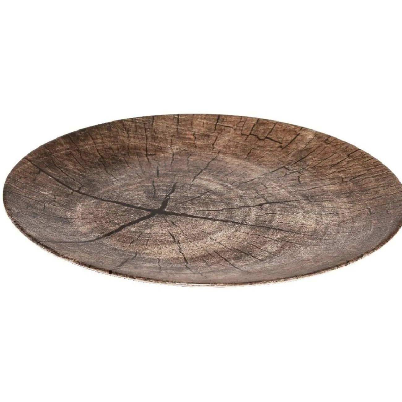 Assiette plate ronde motif rondin de bois marron|Gifi Hot