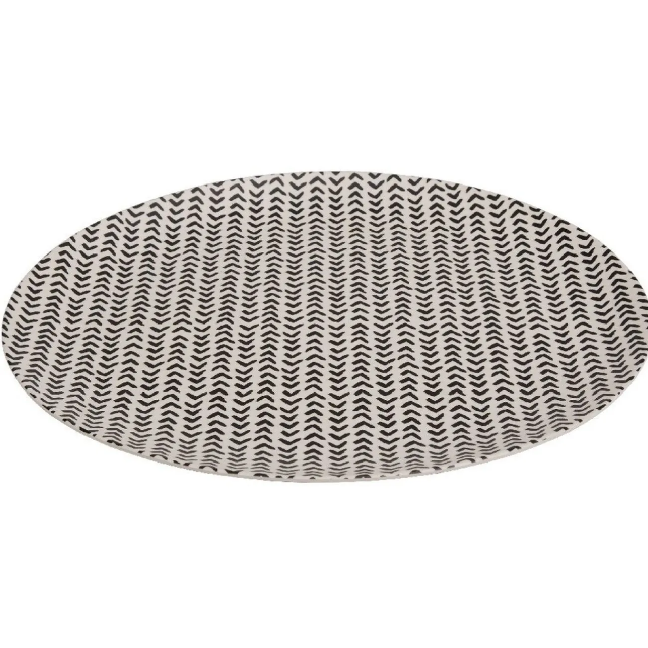 Assiette plate ronde motif géométrique noir et blanc|Gifi