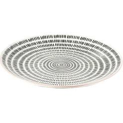 Assiette plate ronde motif géométrique noir et blanc|Gifi Sale