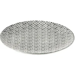 Assiette plate ronde motif géométrique noir et blanc|Gifi Sale
