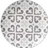 Assiette plate ronde motif carreau de ciment gris et blanc|Gifi Discount