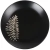 Assiette plate ronde noire motif plante blanche embossé|Gifi Sale