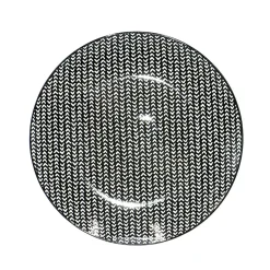 Assiette plate ronde noire à motif chevron blanc|Gifi Discount