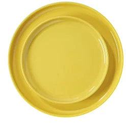 Assiette plate ronde Oslo jaune moutarde|Gifi