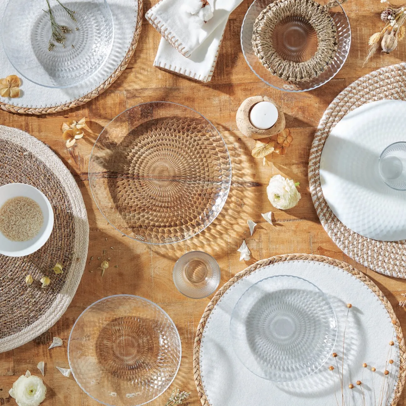 Assiette plate ronde Pampilles blanc transparent Ø 25 cm|Gifi Best