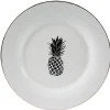 Assiette plate ronde porcelaine blanc style tropical ananas|Gifi Outlet