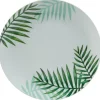 Assiette plate ronde style tropical blanche motif feuillage|Gifi Outlet