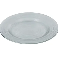 Assiette plate ronde transparente striée|Gifi Clearance