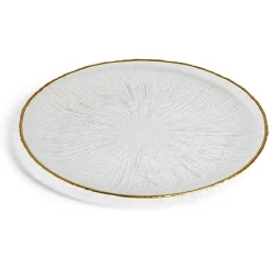 Assiette plate ronde verre transparent rebord doré Ø28cm|Gifi Sale