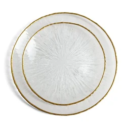 Assiette plate ronde verre transparent rebord doré Ø28cm|Gifi Sale