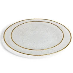 Assiette plate ronde verre transparent rebord doré Ø28cm|Gifi Sale