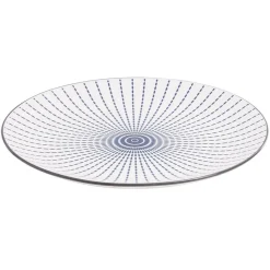 Assiette plate style japonais porcelaine bleu blanc|Gifi Outlet