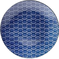 Assiette plate style japonais porcelaine bleu blanc|Gifi Outlet