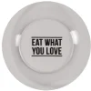 Assiette plate transparente design "eat what you love"|Gifi Best