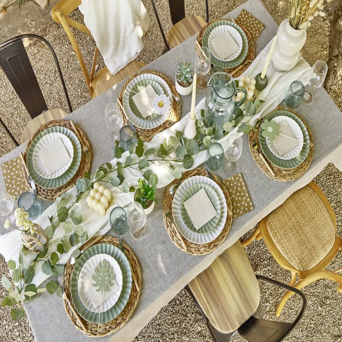 Assiette plate Venise rebord ondulé faïence vert sauge Ø26cm Vaisselle Et Accessoires De Table