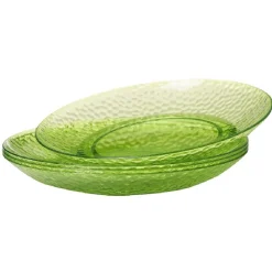 Assiette plate verte martelé x4|Gifi