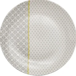 Assiette plate Zanzibar motif géométrique blanc et gris|Gifi Outlet
