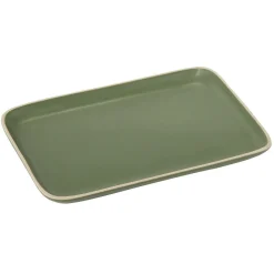 Assiette rectangulaire faïence vert 28,5x19,5cm|Gifi Hot