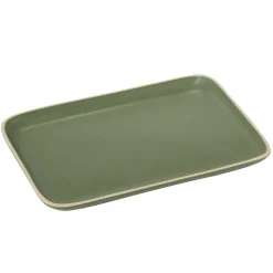 Assiette rectangulaire faïence vert 28,5x19,5cm|Gifi Hot