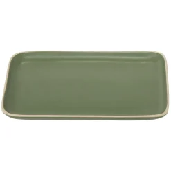 Assiette rectangulaire faïence vert 28,5x19,5cm|Gifi Hot