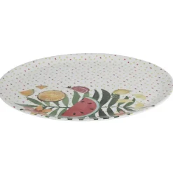 Assiette ronde motifs fruits exotiques et feuille de palmier|Gifi Outlet