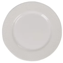 Assiette ronde plate céramique à rebord embossé uni blanc|Gifi Online