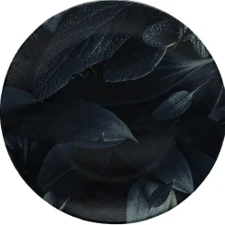 Assiette ronde plate décor feuillage vert noir|Gifi Discount