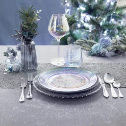 Assiette ronde plate décor ciselé design irisé|Gifi Hot