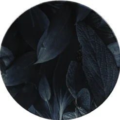 Assiette ronde plate motif feuillage vert noir|Gifi Clearance