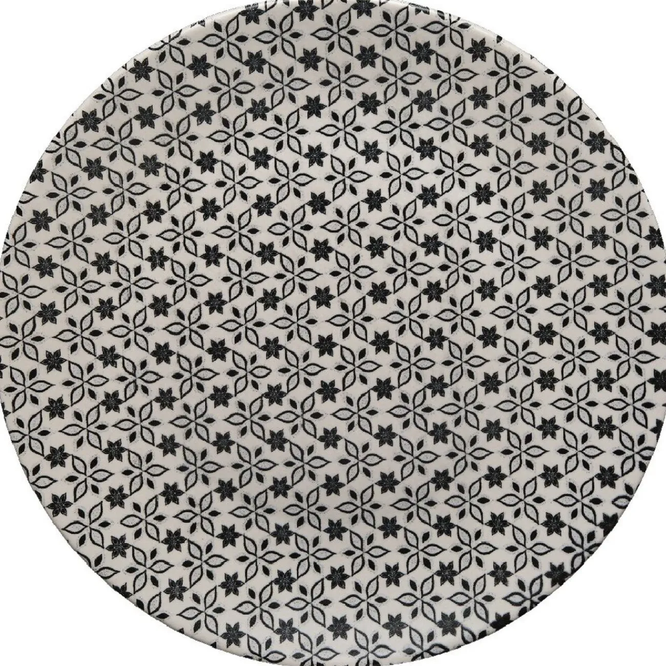 Assiette ronde plate petits motifs noir blanc|Gifi Online