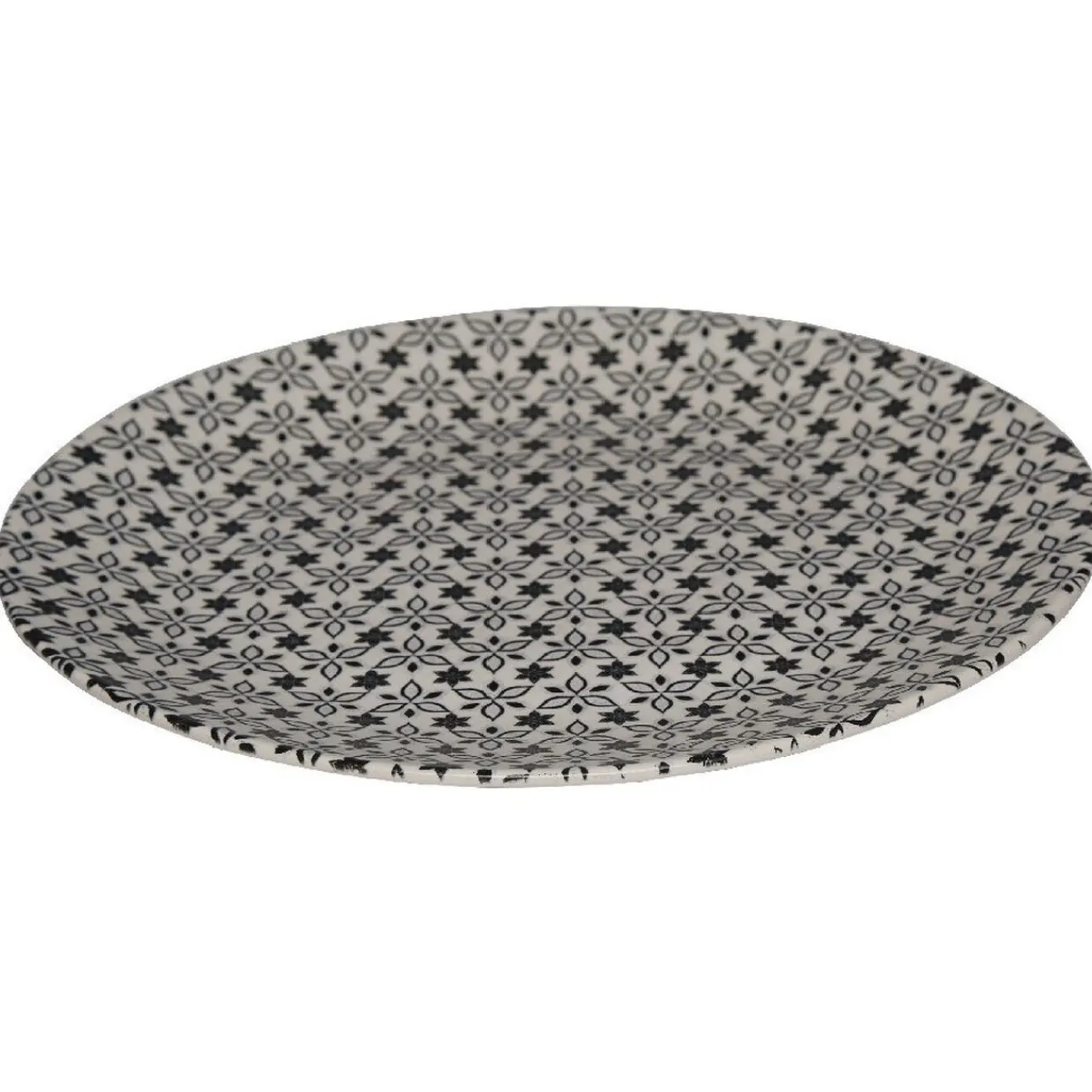 Assiette ronde plate petits motifs noir blanc|Gifi Online