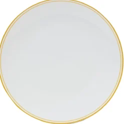 Assiette ronde plate porcelaine blanc avec bord coloré x4|Gifi Sale