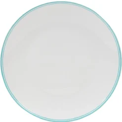 Assiette ronde plate porcelaine blanc avec bord coloré x4|Gifi Sale