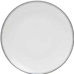 Assiette ronde plate porcelaine blanc avec bord coloré x4|Gifi Sale