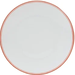 Assiette ronde plate porcelaine blanc avec bord coloré x4|Gifi Sale