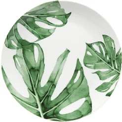 Assiette ronde plate porcelaine design feuille jungle|Gifi Hot