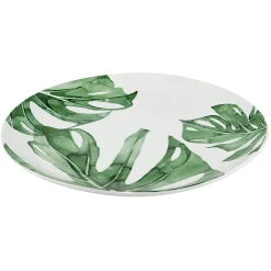 Assiette ronde plate porcelaine design feuille jungle|Gifi Hot