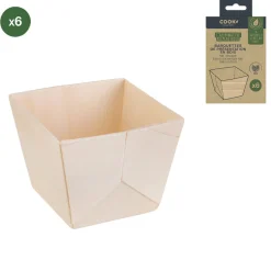Barquette de présentation carrée snacking en bois x6|Gifi Sale
