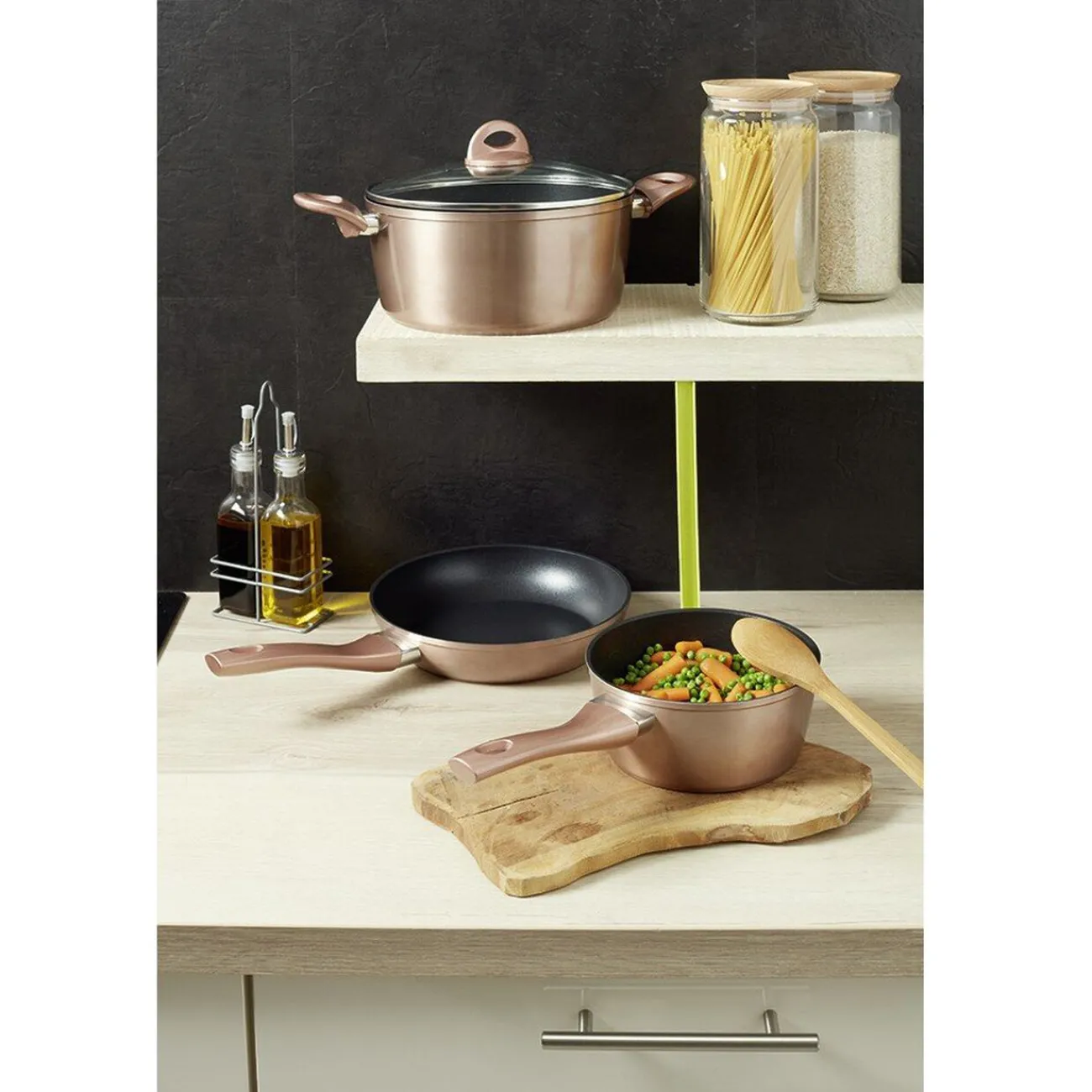 Sale Batterie de cuisine aluminium forgé 3 pièces tous feux dont induction Cuisson