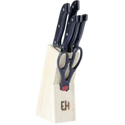 Sale Bloc en bois 5 couteaux de cuisine et ciseaux Préparation Culinaire