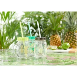 Clearance Bocal à anse avec paille motif exotique Vaisselle Et Accessoires De Table