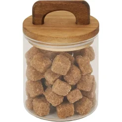 Best Bocal de conservation 500ml en verre avec couvercle en bois Ø9,5xH10cm Conservation Alimentaire