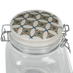 Best Bocal hermétique carré en verre couvercle motif ciment 750ml Conservation Alimentaire